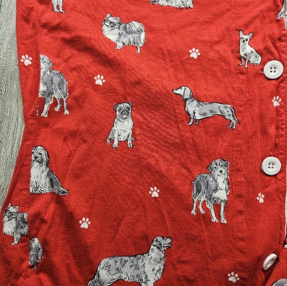PJ Salvage Women's Pajama Set Women's Medium Red with dogs - Picture 8 of 9